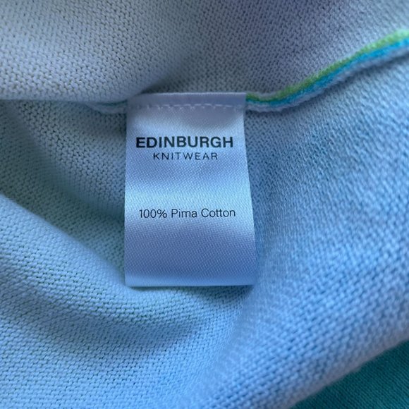 Edinburgh Knitwear Blue Yellow Squares Crewneck Sweater S NWT - Picture 9 of 11